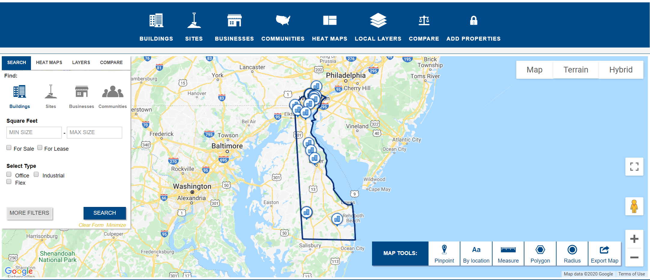 Delaware site location tool
