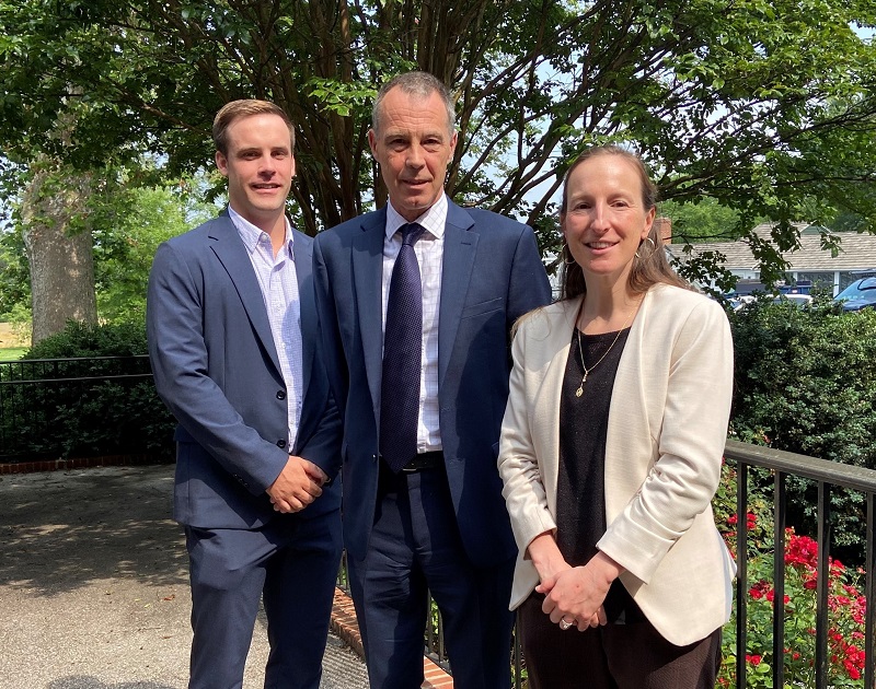 DPP’s Noah Olson, left, and Megan Kopistecki, joined Agilent Technologies Manufacturing Site Manager Graham Margetts, center, in presenting to the Delaware Council on Development Finance.